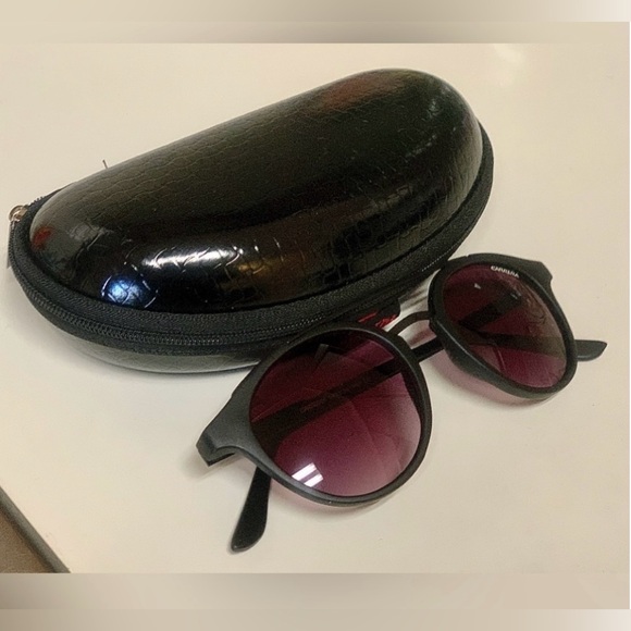 Unisex Matte Black Rim CARRERA Italian Sunglasses with Zippered Hard Case - Picture 13 of 13